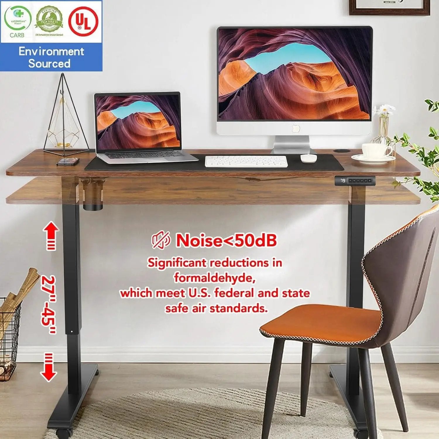 Electric Standing Desk 55 x 24 In With Charging Station from PriceLows™