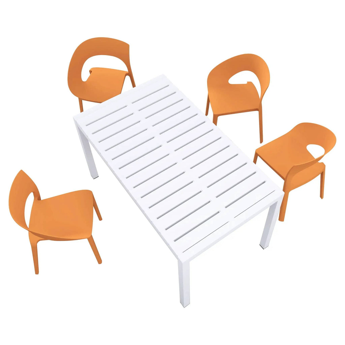4 Piece Set Of Modern Designed Single Chairs With Long Table | 4-Piece Set | Metal | Outdoor Living