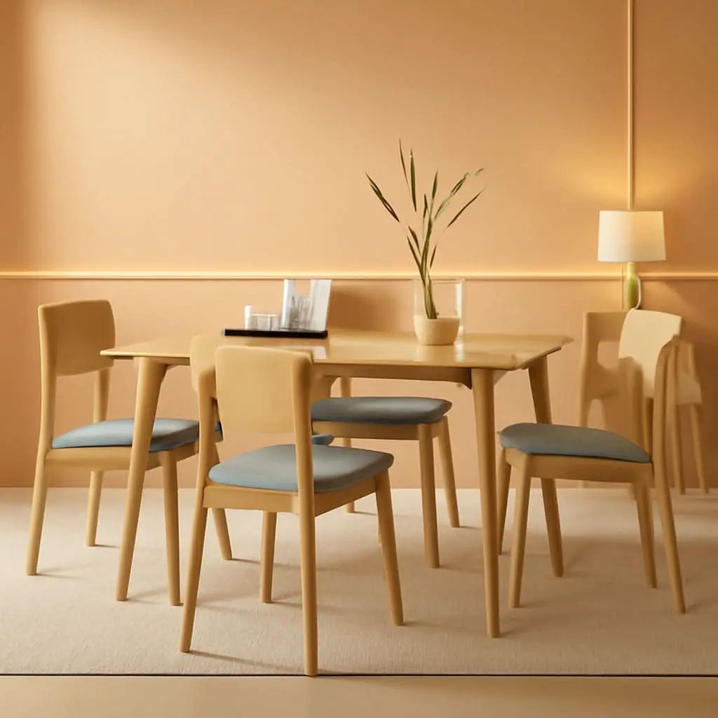 Oak Finish 47 Inch Dining Table With Solid Rubber Wood Legs from PriceLows™