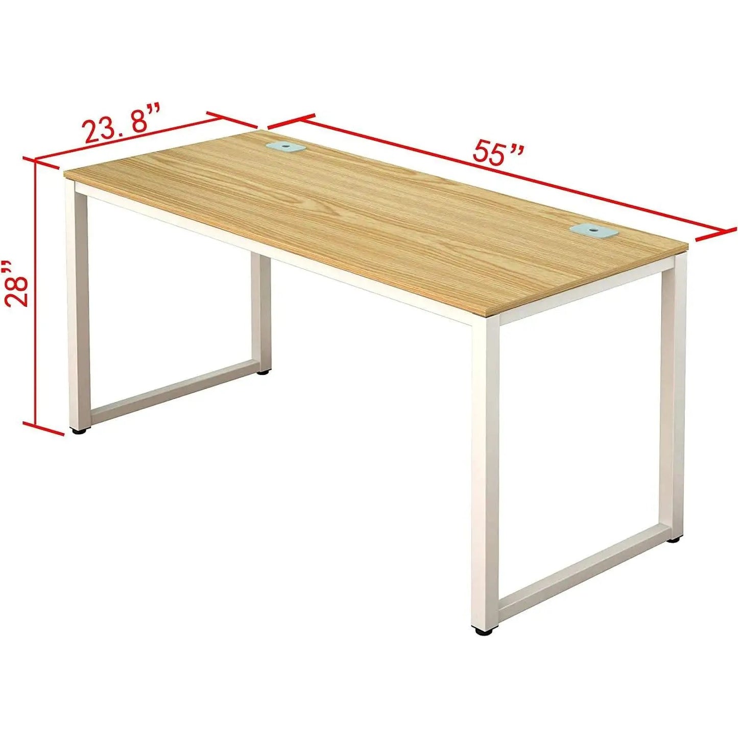 55 Inch Oak Top Desk With White Steel Frame For Home Office from PriceLows™