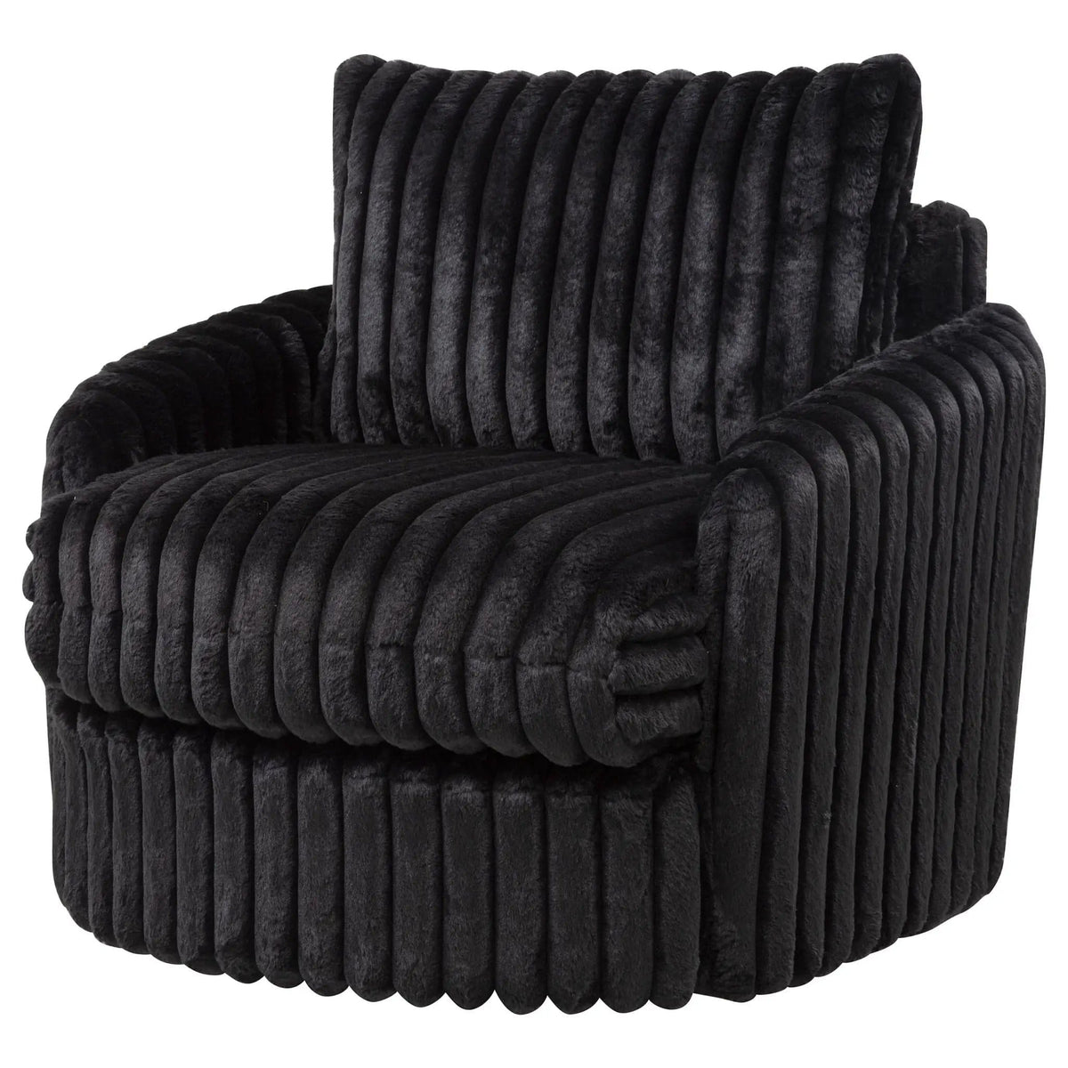 Sarco Corduroy Upholstered Swivel Accent Arm Chair | 38.25 x 34.25 x 37 in | Living Room Furniture | Black