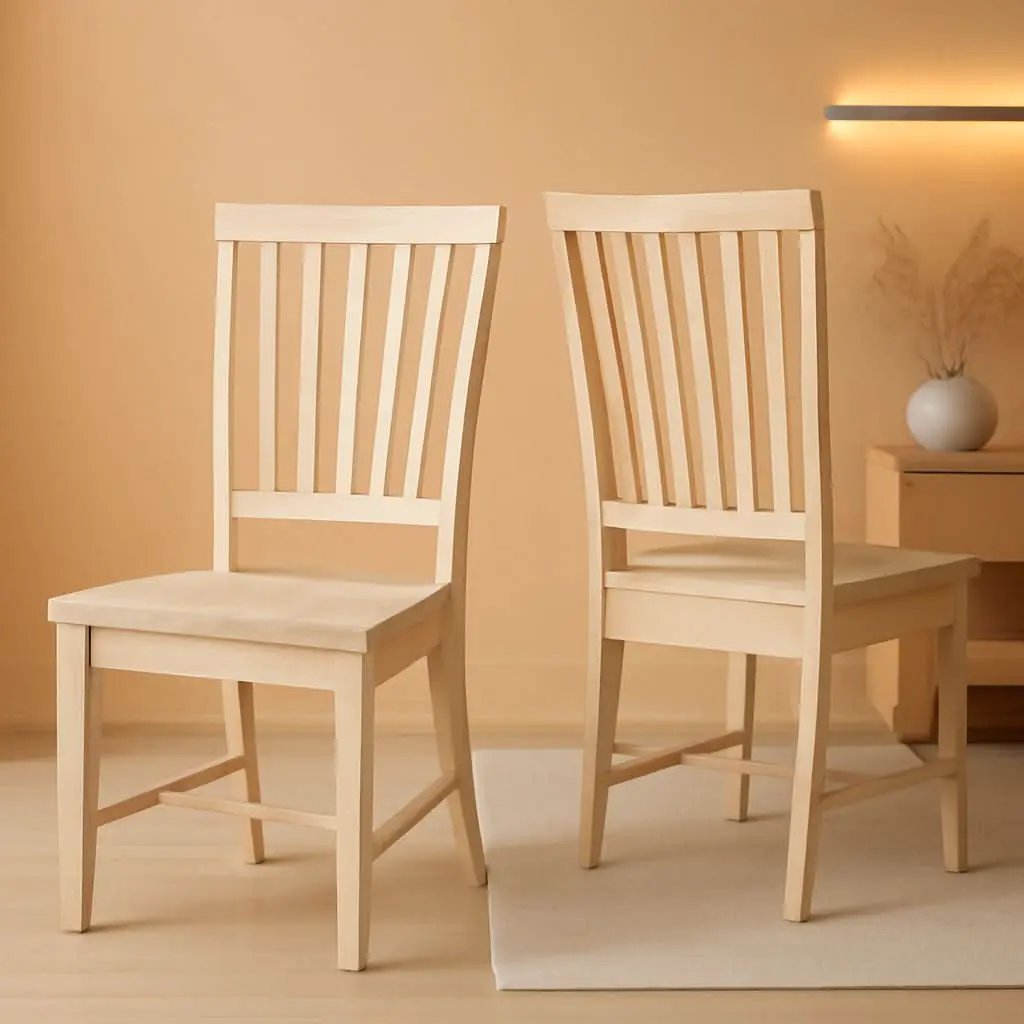 Mission Side Dining Chairs Set Of 2 Solid Parawood Unfinished 39.2 Inch Height from PriceLows™