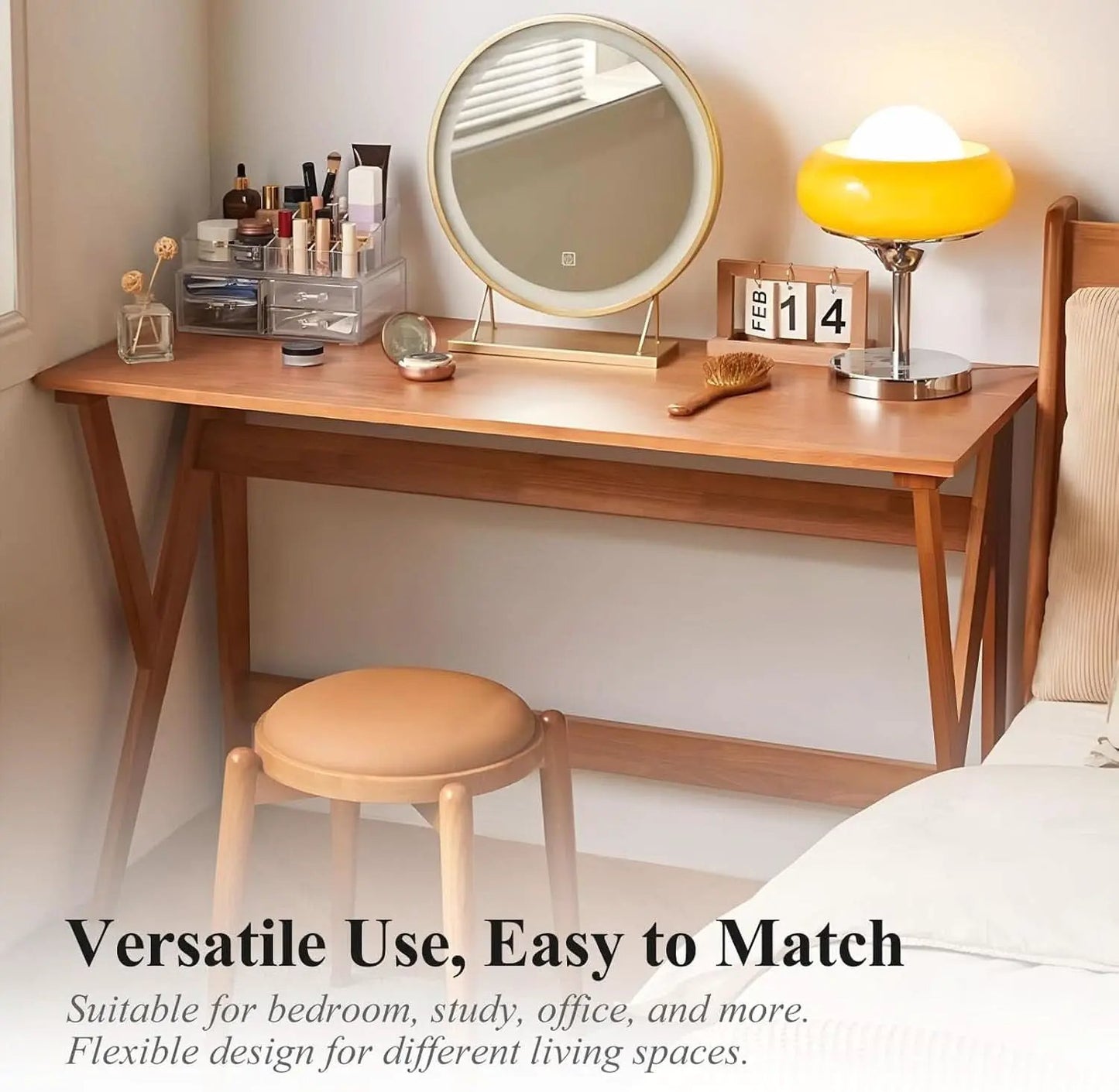 Natural Oak Industrial Style Solid Wood 47 Inch Wide Desk from PriceLows™