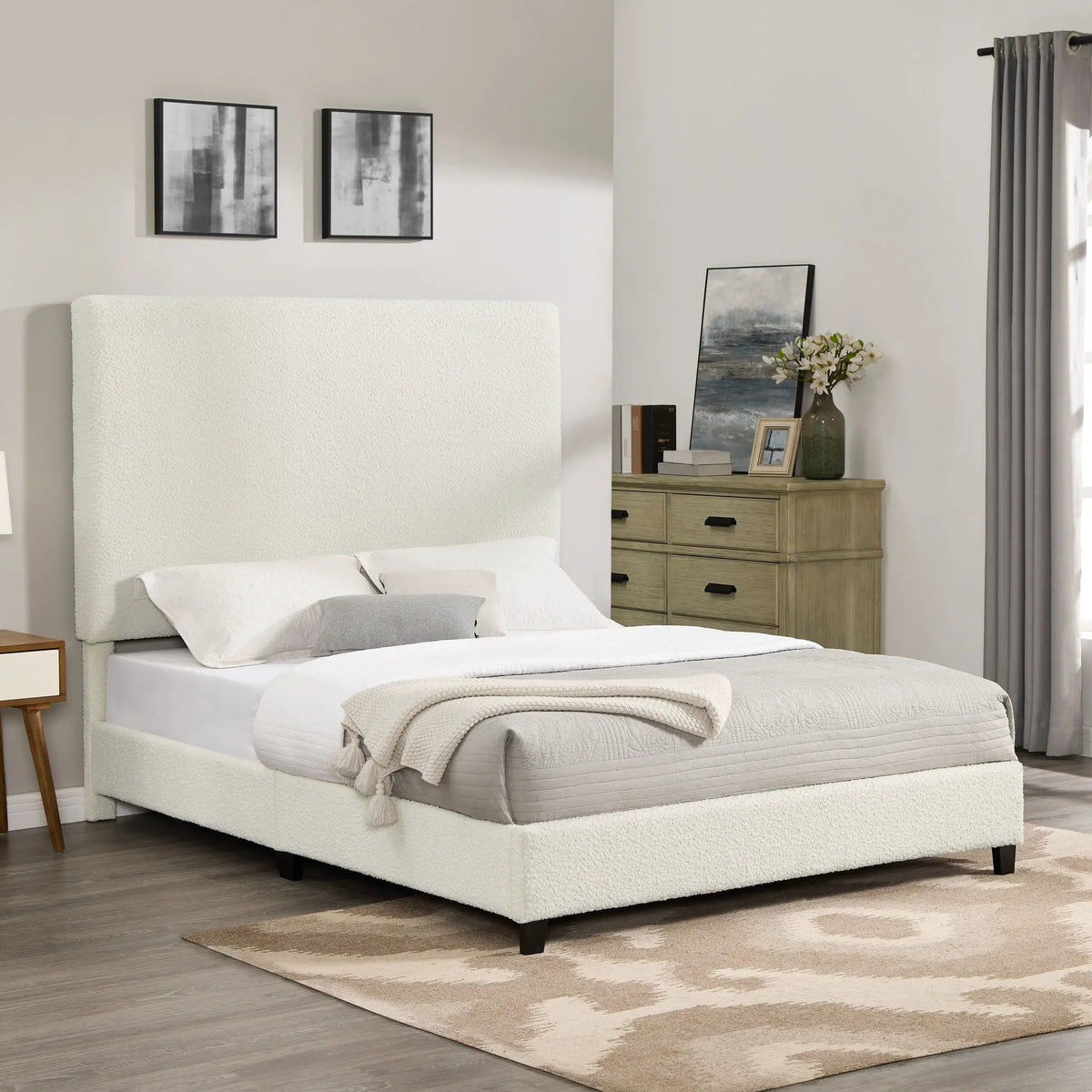 Upholstered Headboard Platform Bed | Laminated Veneer Lumber | CNC-Cut Plywood Frame | CertiPUR-US Foam