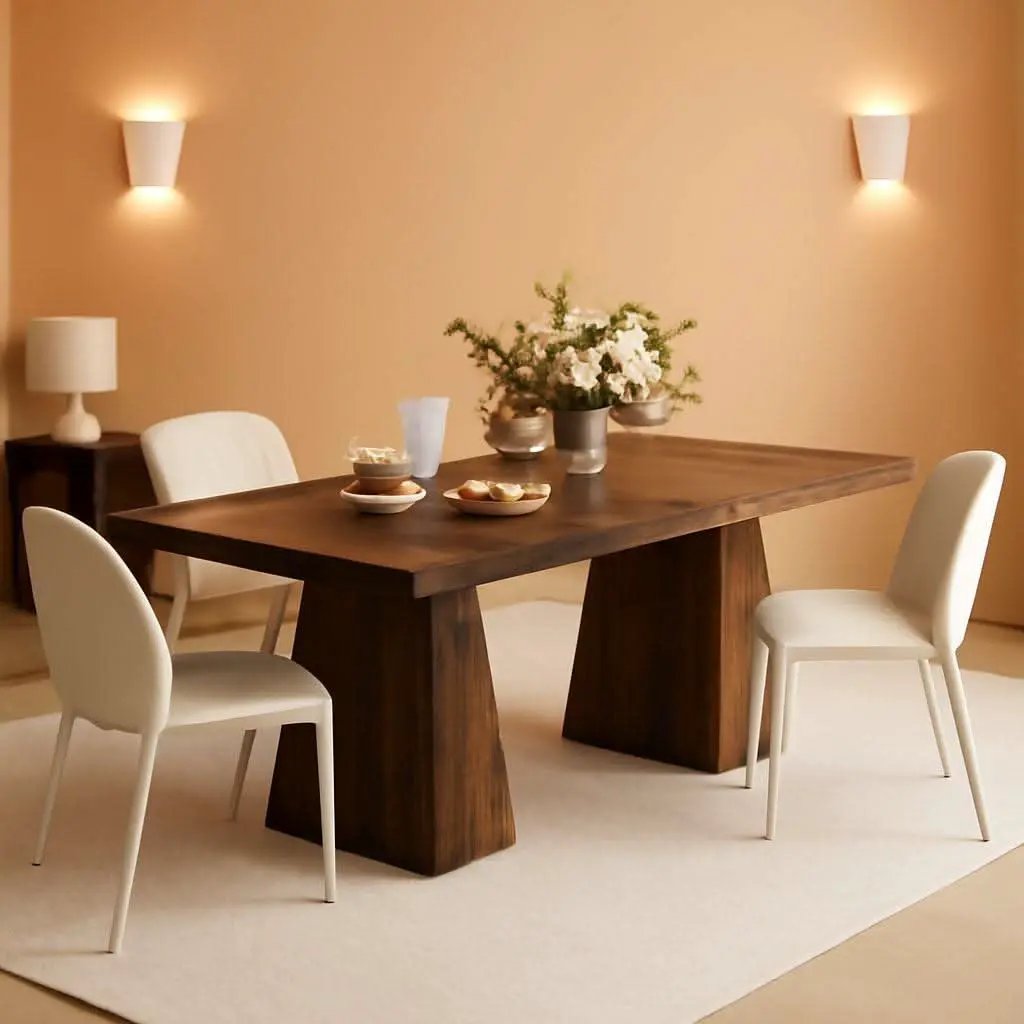Brown Six Seater Rectangular Dining Table For Home Use from PriceLows™