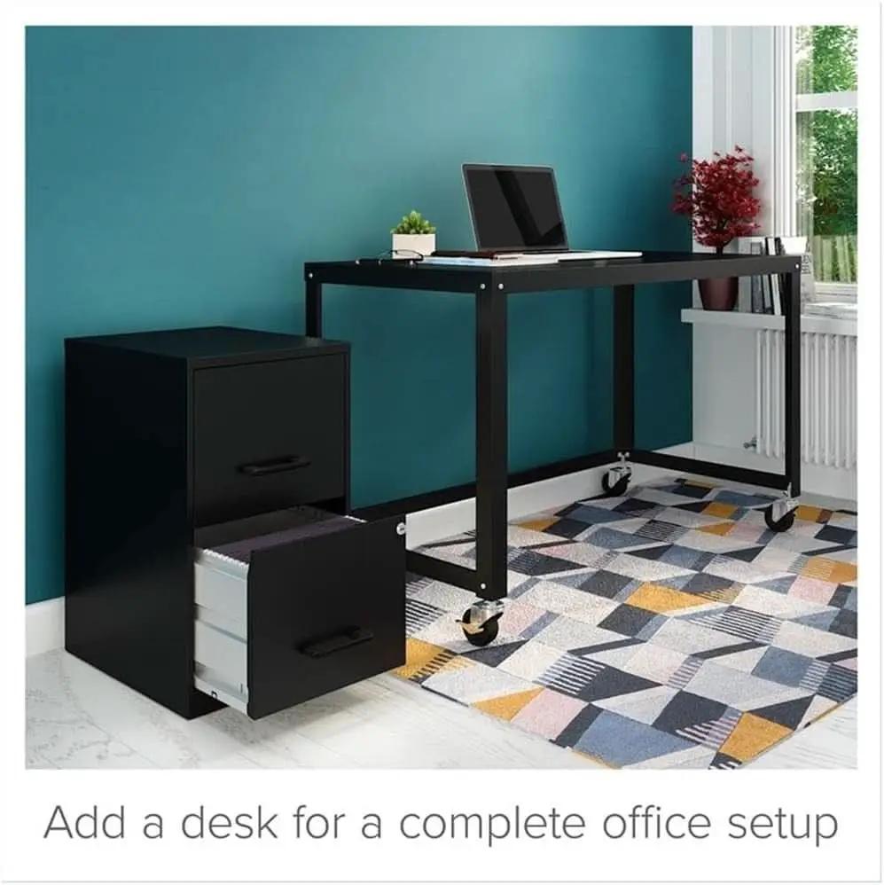 Metal 2 Drawer Letter File Cabinet Black Office Storage from PriceLows™