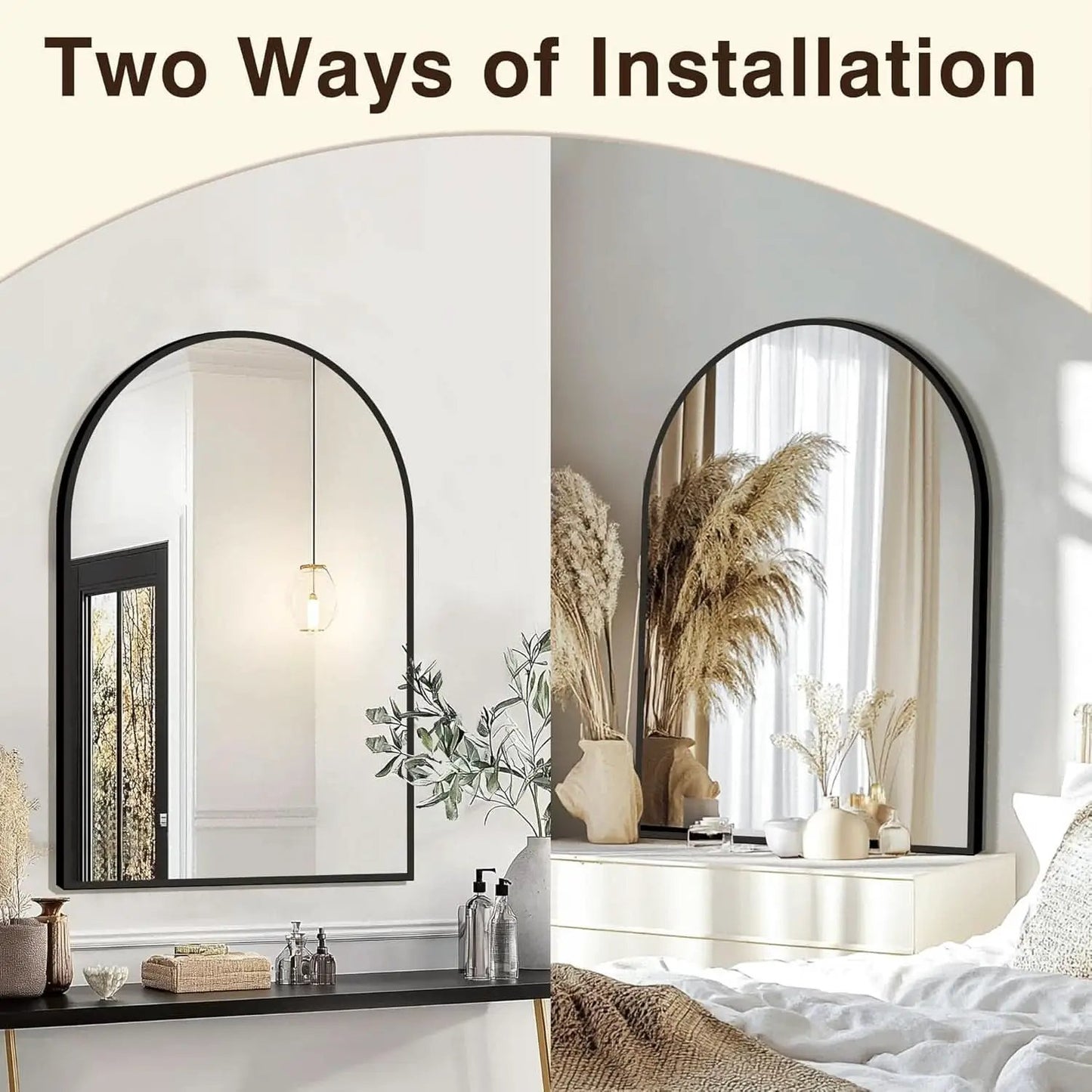 Arched Vanity Mirror 24 By 36 Inches Black Set Of Two from PriceLows™