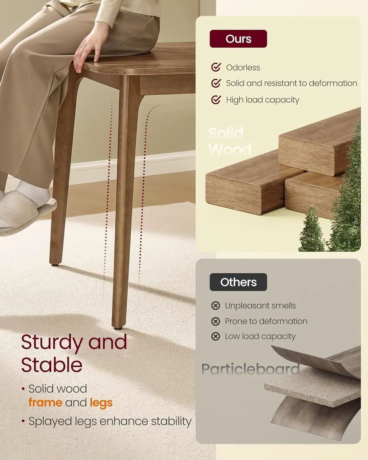Extendable Dining Table Honey Brown 55.1 To 70.8 Inches from PriceLows™