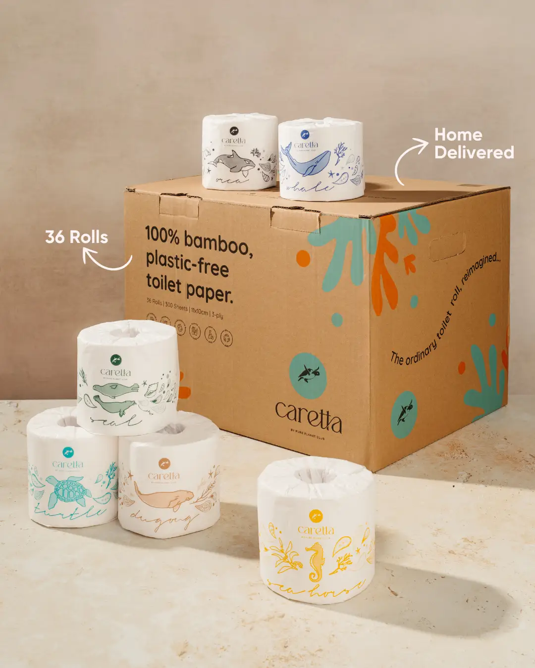 Caretta - 100% Bamboo 3-Ply Toilet Paper (36 Rolls) from PriceLows™