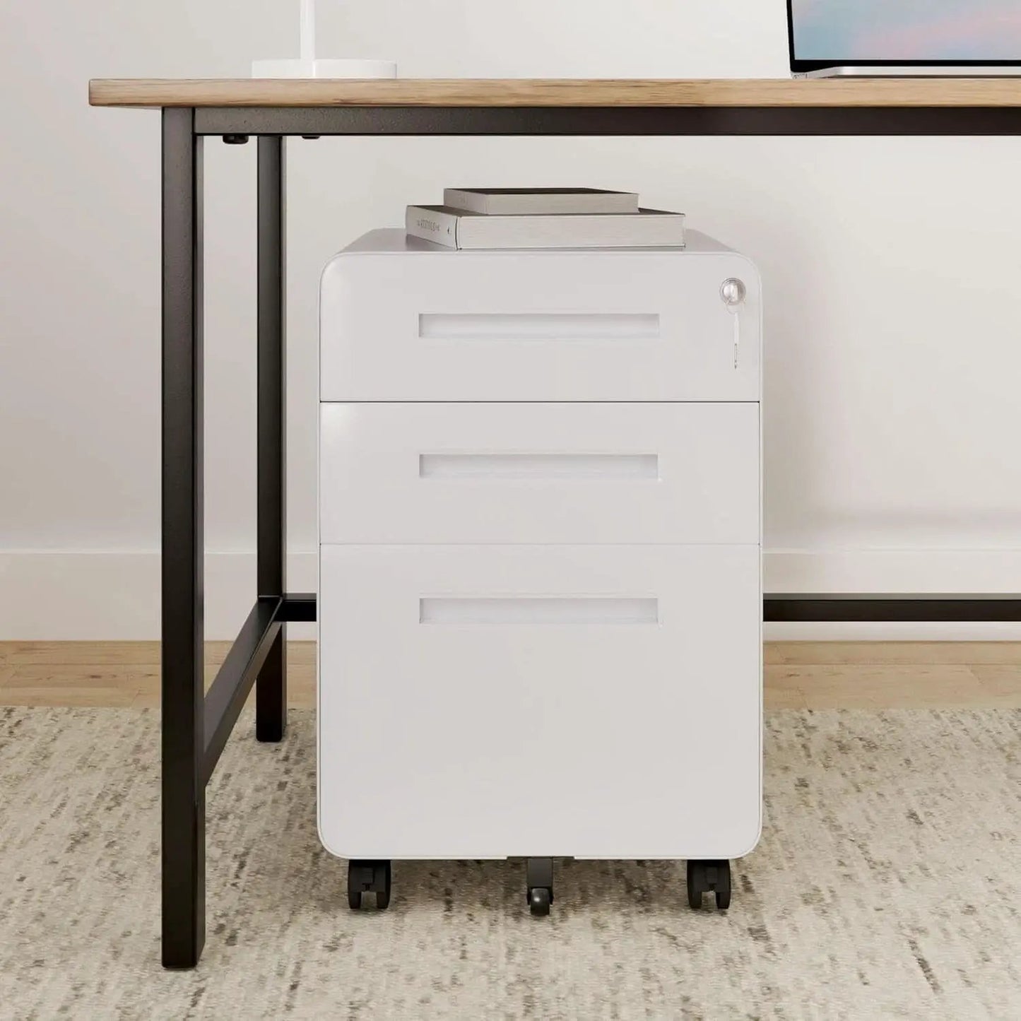 Mobile File Cabinet Home Office 3 Drawer White Under Desk from PriceLows™