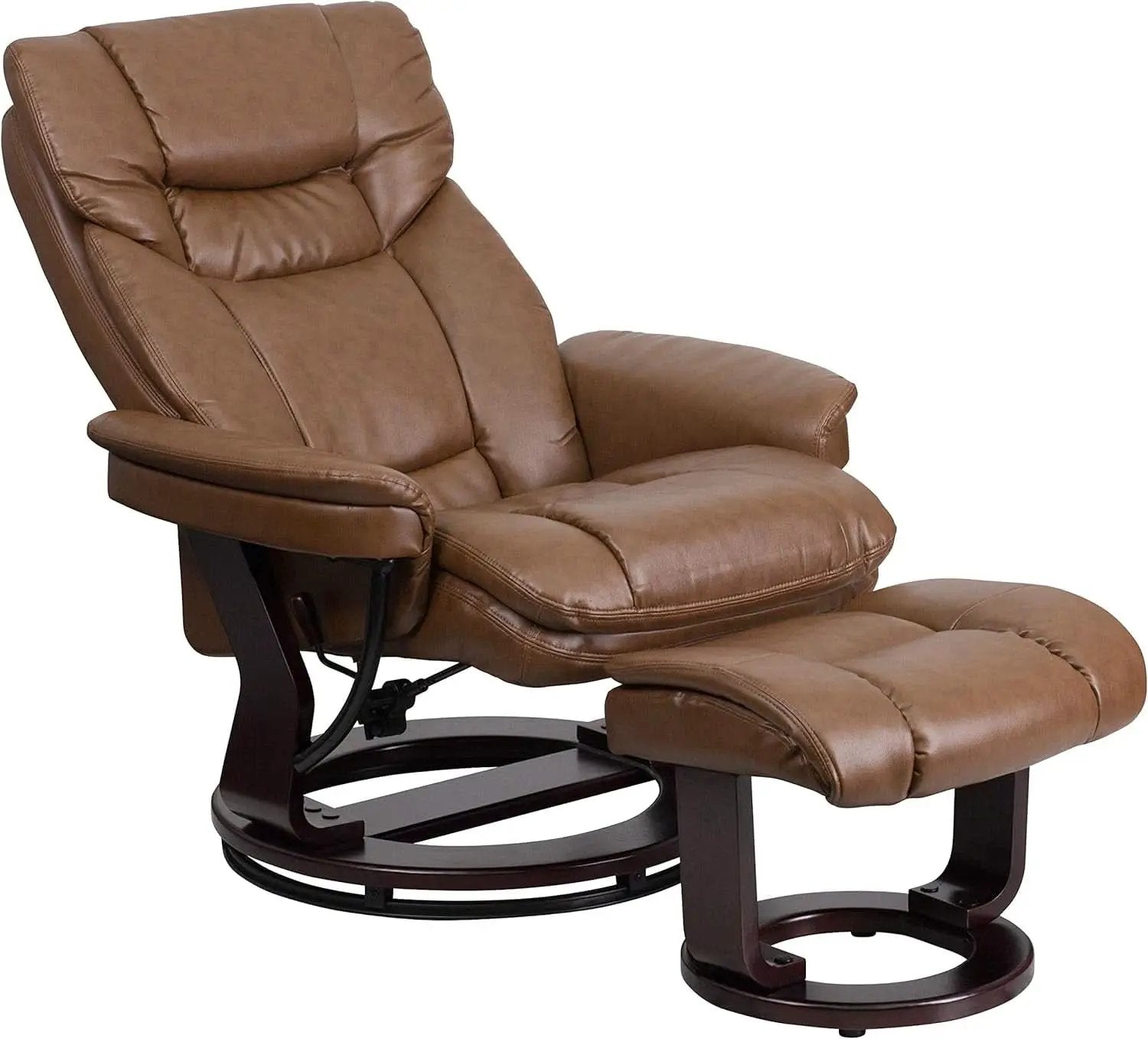 Leathersoft Recliner With Ottoman Palimino Swivel from PriceLows™