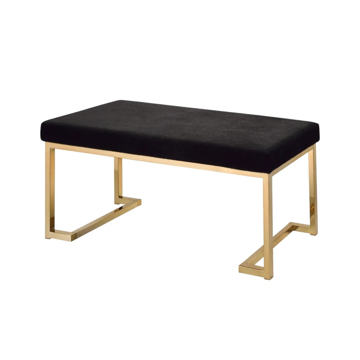 Boice Upholstered Bench | Black Faux Fur Seat | Armless Backless Design | 40 Inch Width