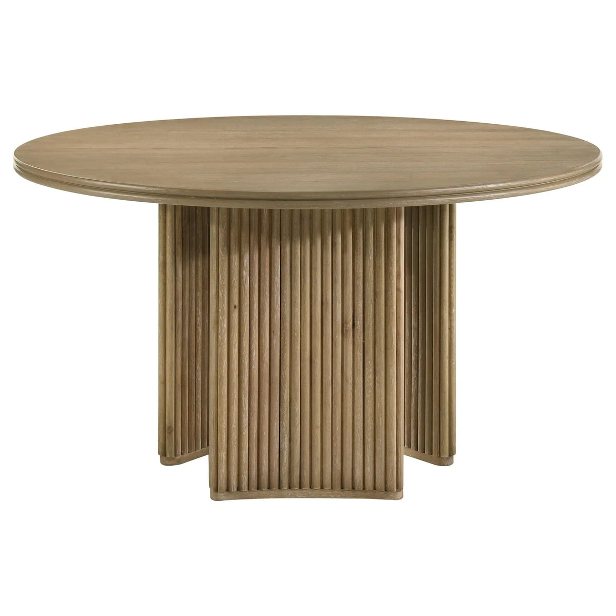 Adina 53-inch Round Wood Dining Table Distressed Light | 53.25 x 53.25 x 30 in | Rubberwood & Engineered Wood | Brown