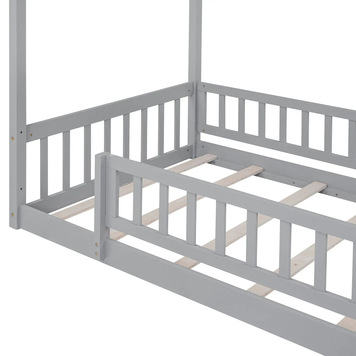 Kids Bed Frame | Playhouse Design | Roof And Fence | Toddler Size