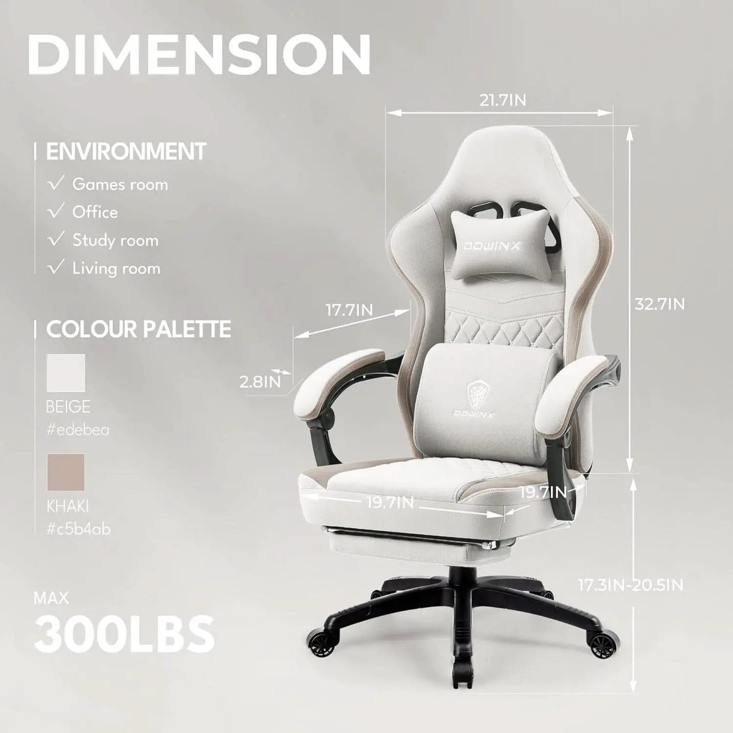 Beige Gaming Chair With Pocket Spring Cushion And Gel Pad from PriceLows™