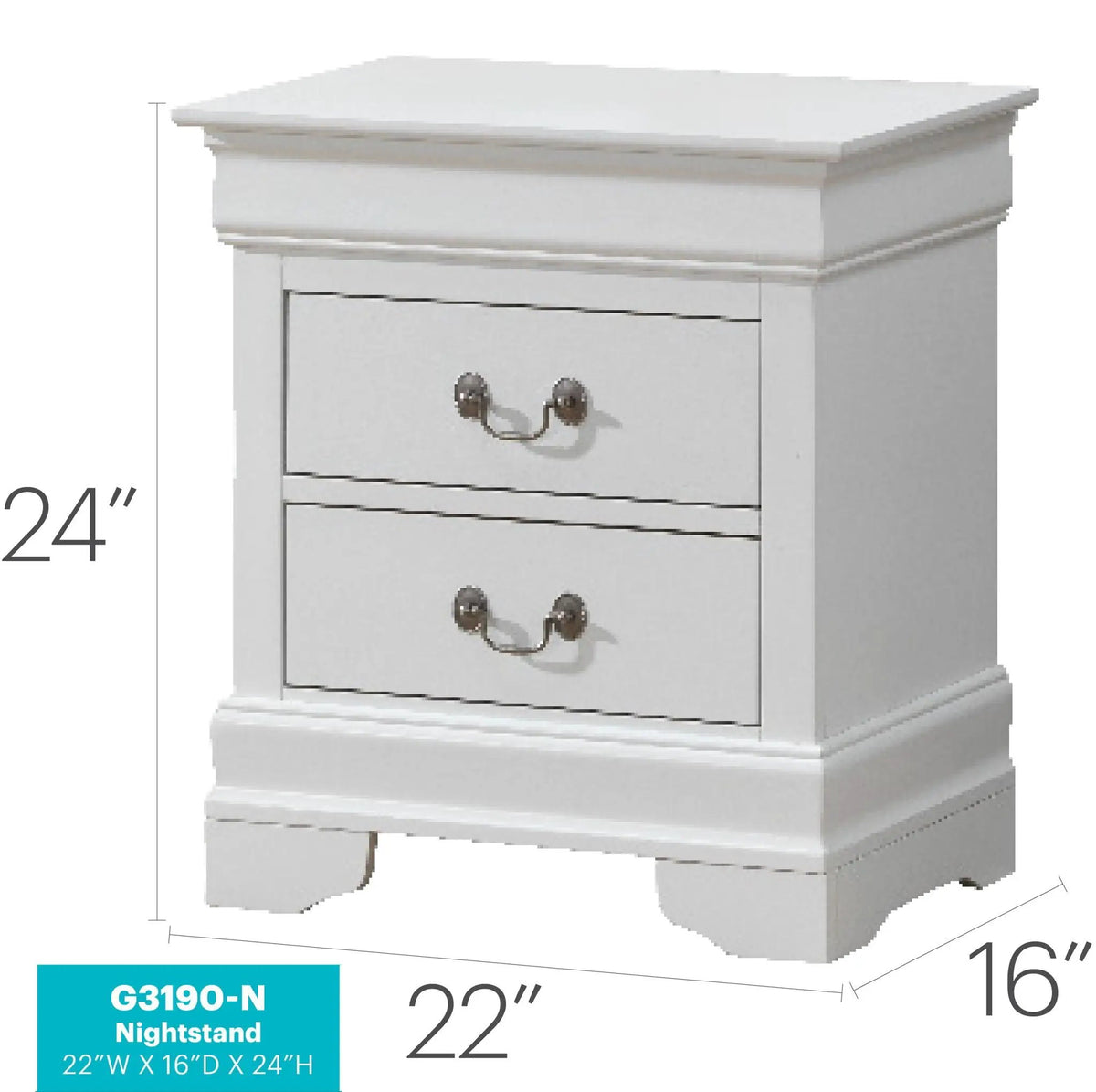 Louis Phillipe Nightstand | Traditional Wood Design | English Dovetailed Drawers | Metal Center Guides