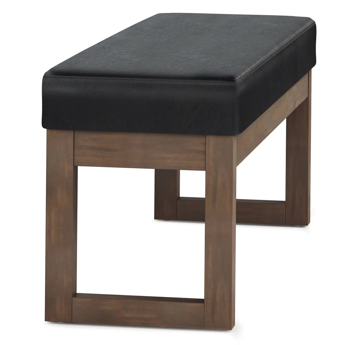 Milltown Upholstered Ottoman Bench | Driftwood Solid Wood Base | Versatile Design | 44.5 Inch Width