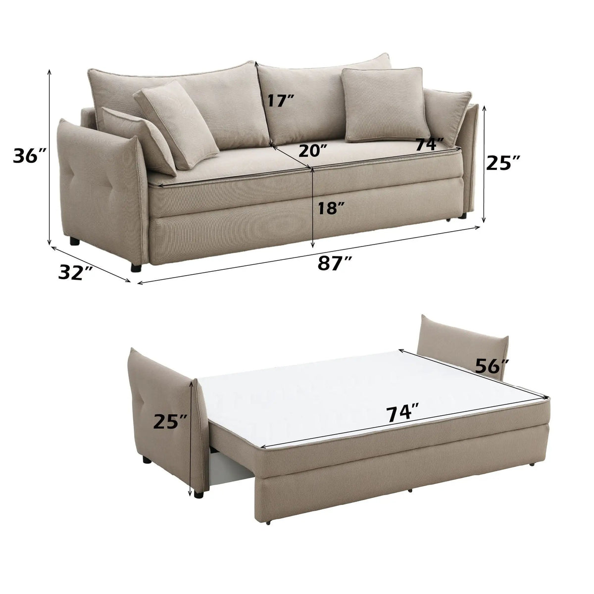 Irina Sleeper Sofa | Pull Out Sleep | Storage | Removable Back Cushions