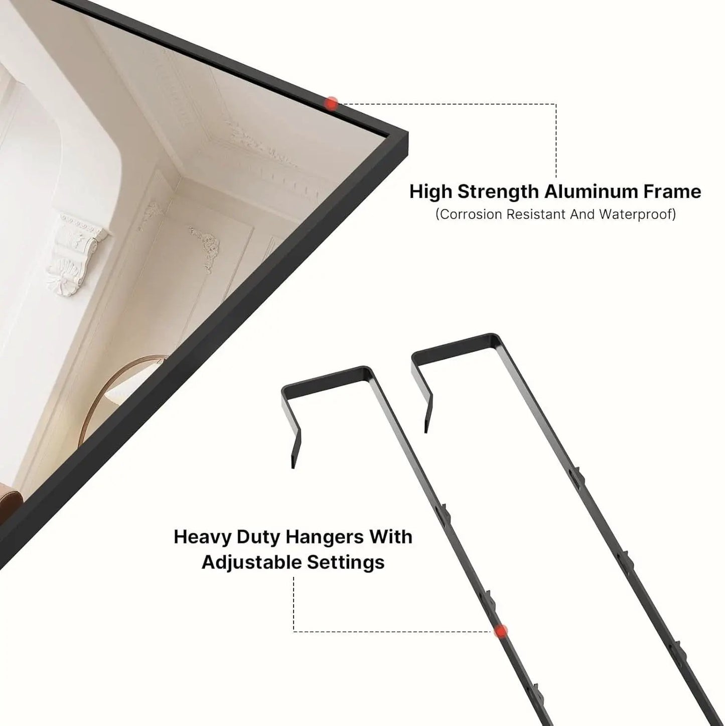 48x14 Inch Full Length Tempered Glass Door Mirror Over Door from PriceLows™