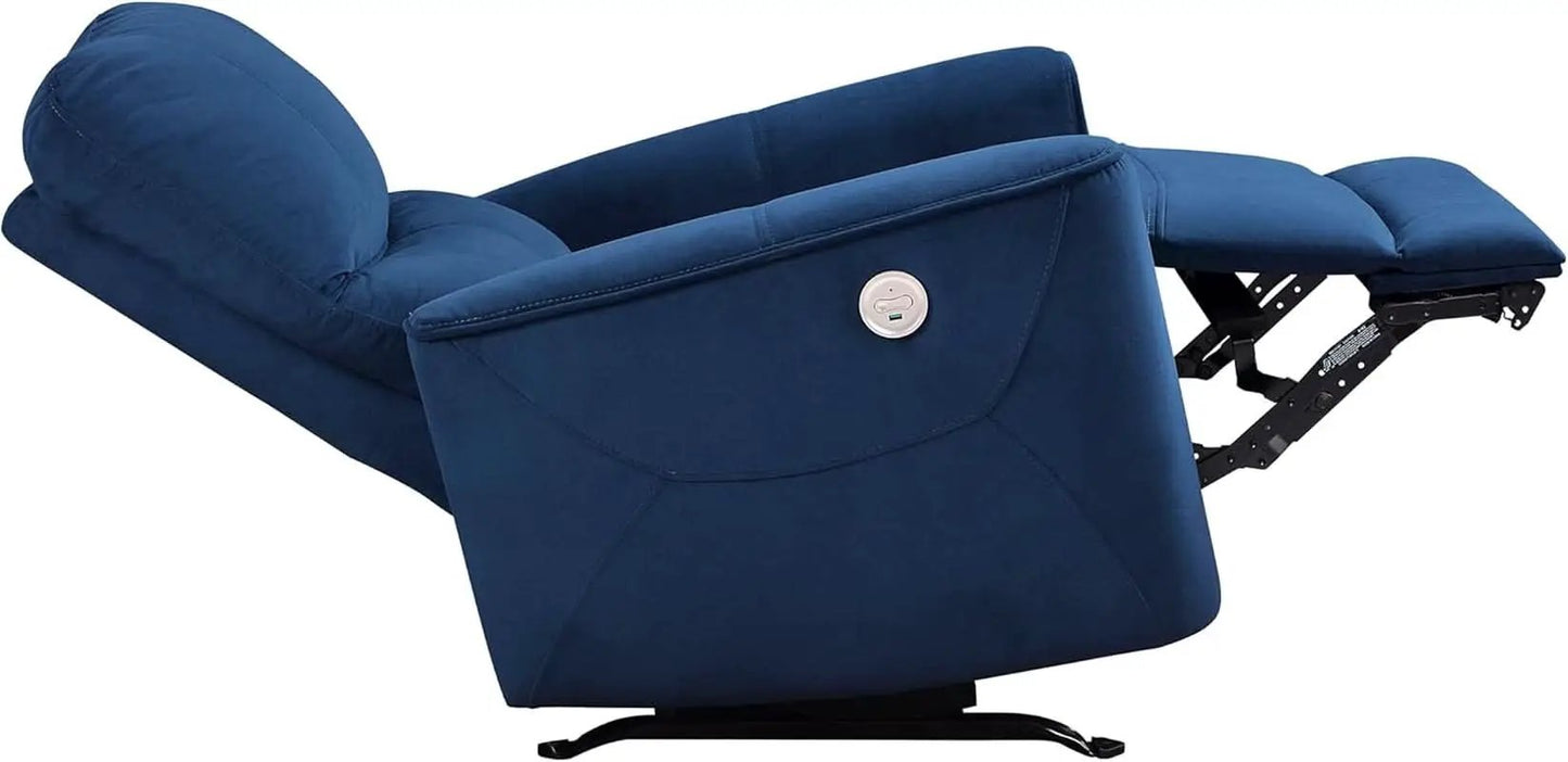 Navy Velvet Power Recliner Chair for Living Room Theater from PriceLows™