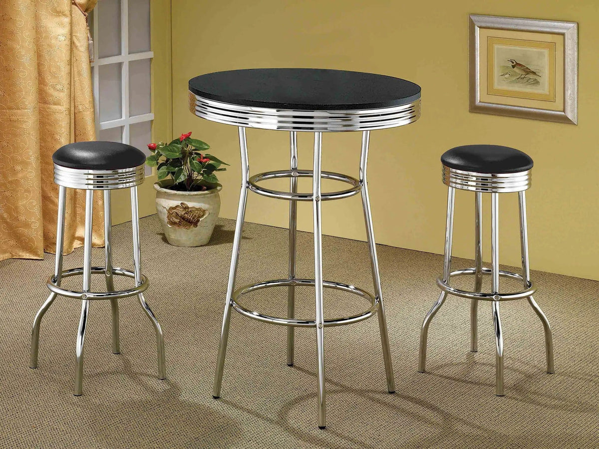 Retro Round 30-inch 1950's Bistro Pub Height Bar Table | 30 x 30 x 41.75 in | Home Furniture | Black