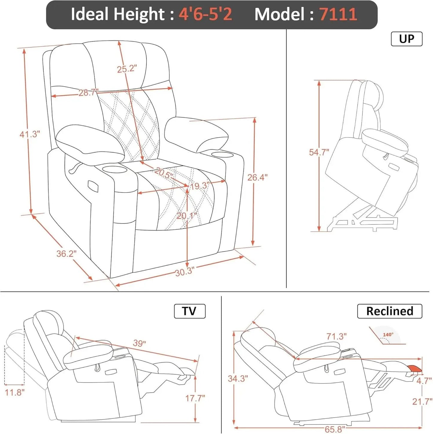 Petite Power Lift Recliner With Massage And Heating from PriceLows™