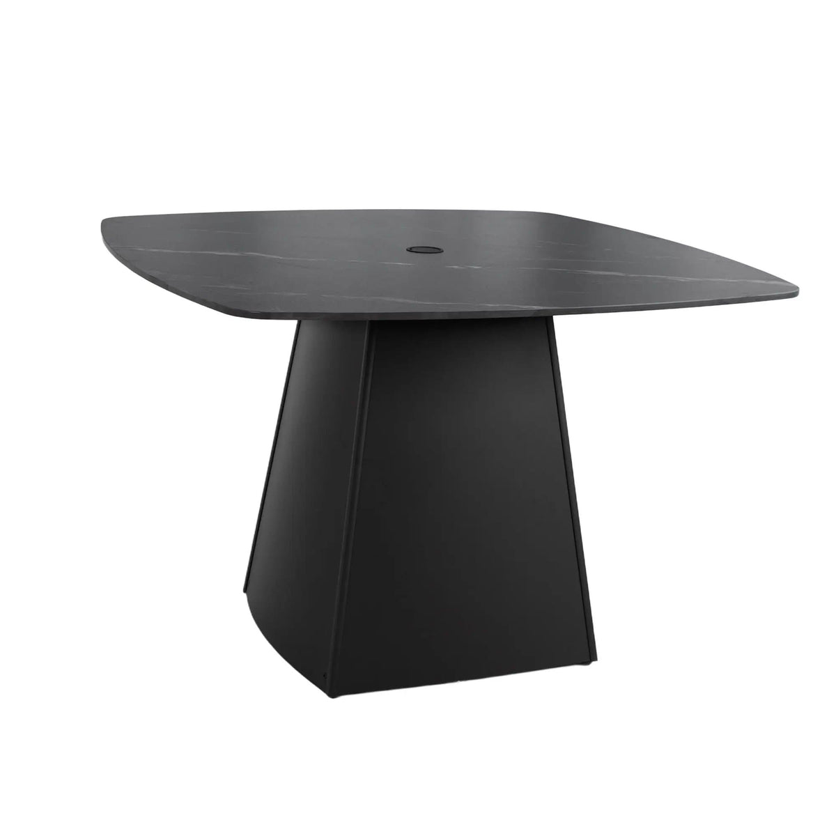 Rounded Square Outdoor Pedestal Dining Table | 2 Pieces | Aluminum & Stone | Dining Room