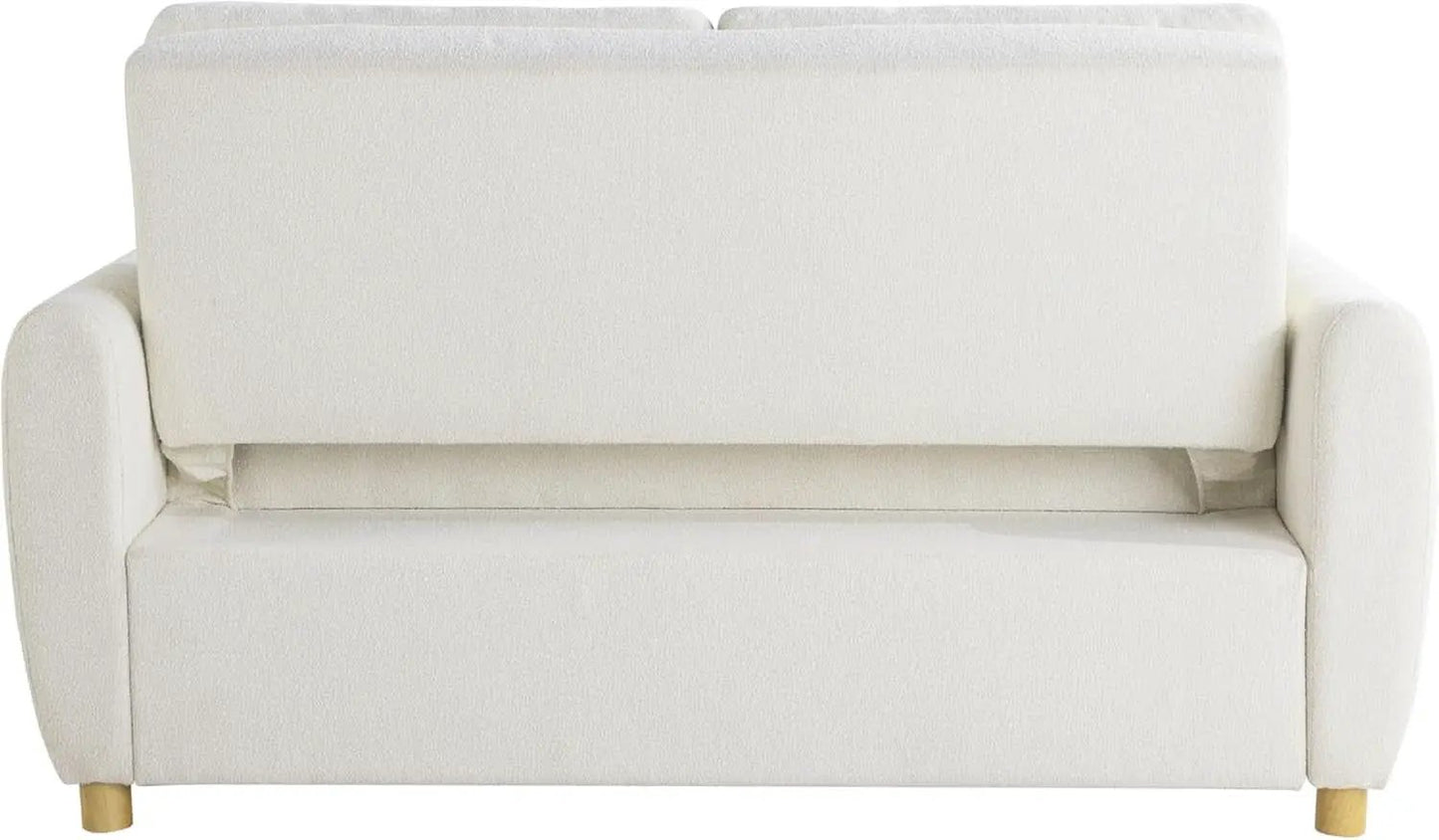 Convertible Sleeper Loveseat 66 Inch Polyester Ivory from PriceLows™