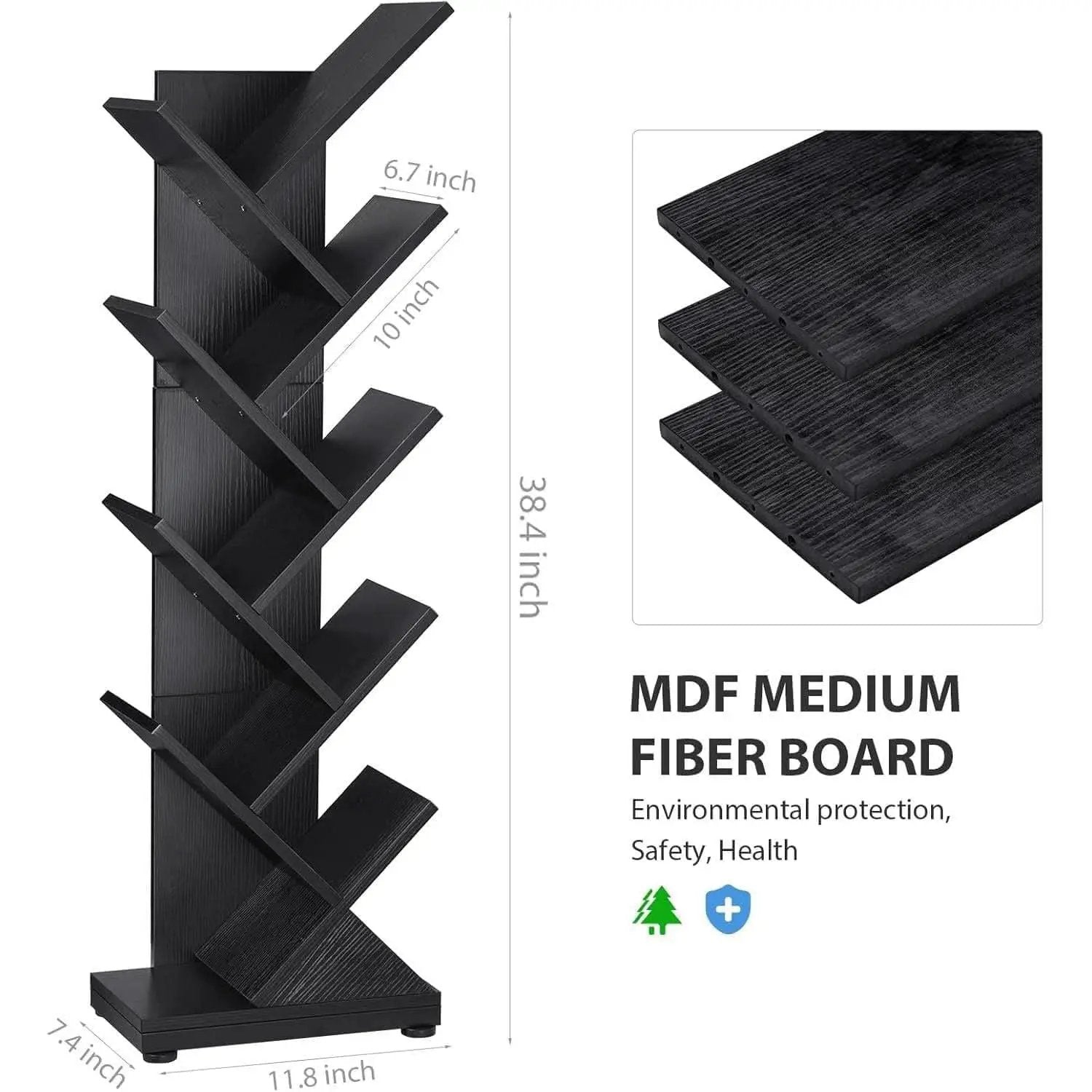 8 Tier Tree Bookshelf Natural Wood Finish Bookcase from PriceLows™