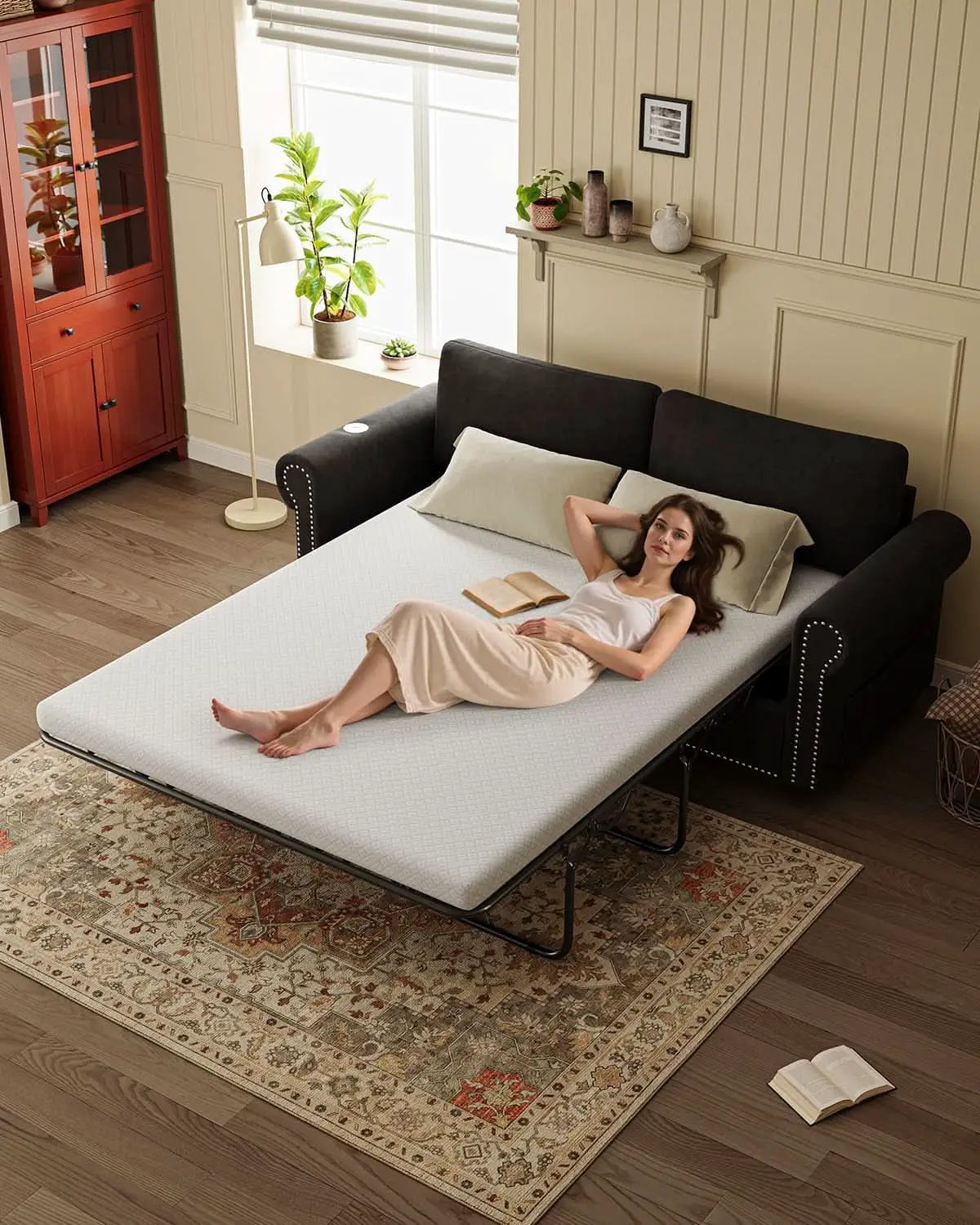 Queen Sleeper Sofa Bed Black Ergonomic Contemporary from PriceLows™