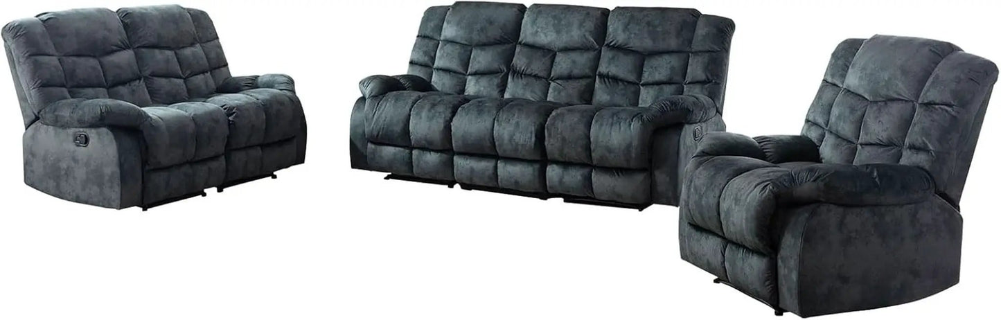 Grey Manual Reclining Living Room Set With One Seat Recliner And 3 Seat Sofa from PriceLows™