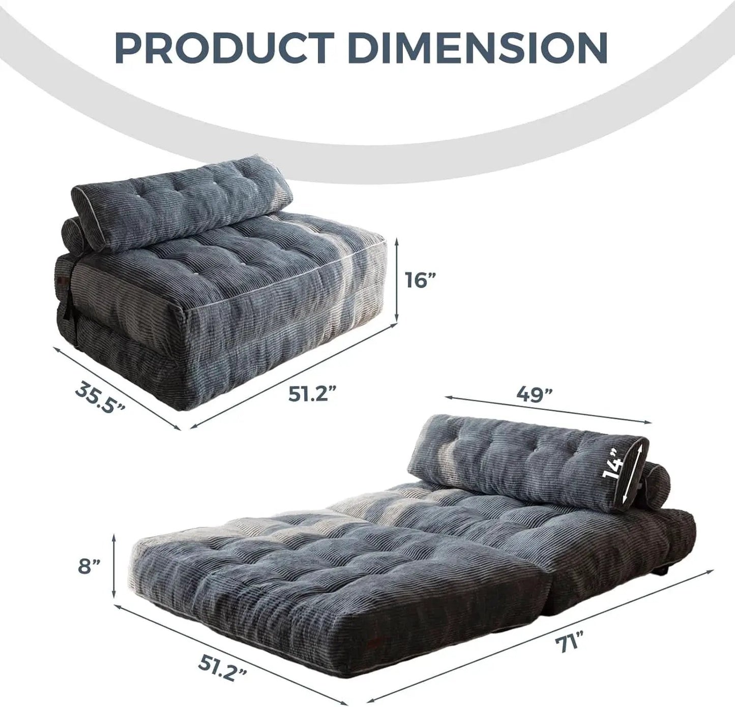 Graphite Grey Foldable SofaBed With Lumbar Support from PriceLows™