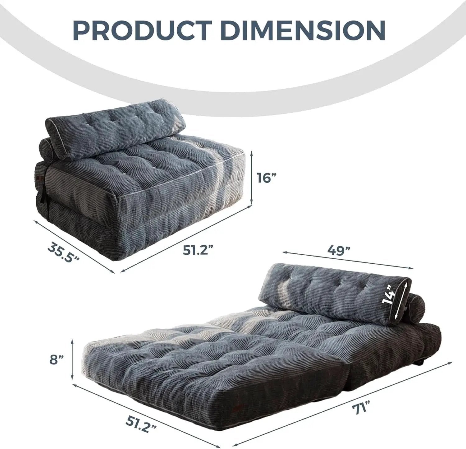 Graphite Grey Foldable SofaBed With Lumbar Support from PriceLows™