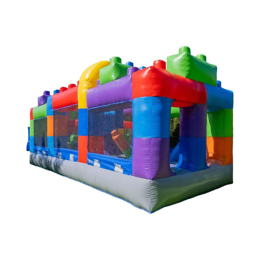 20FT Giant Multicolor Block Inflatable Obstacle Course With Large Mesh Windows | 20 ft | Inflatable Bouncer | Home