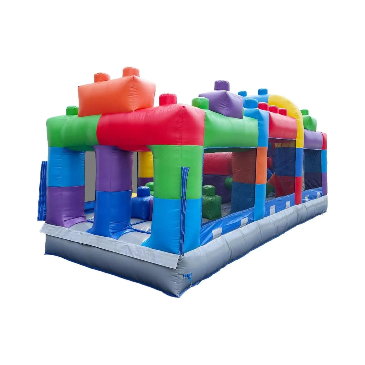 20FT Giant Multicolor Block Inflatable Obstacle Course With Large Mesh Windows | 20 ft | Inflatable Bouncer | Home