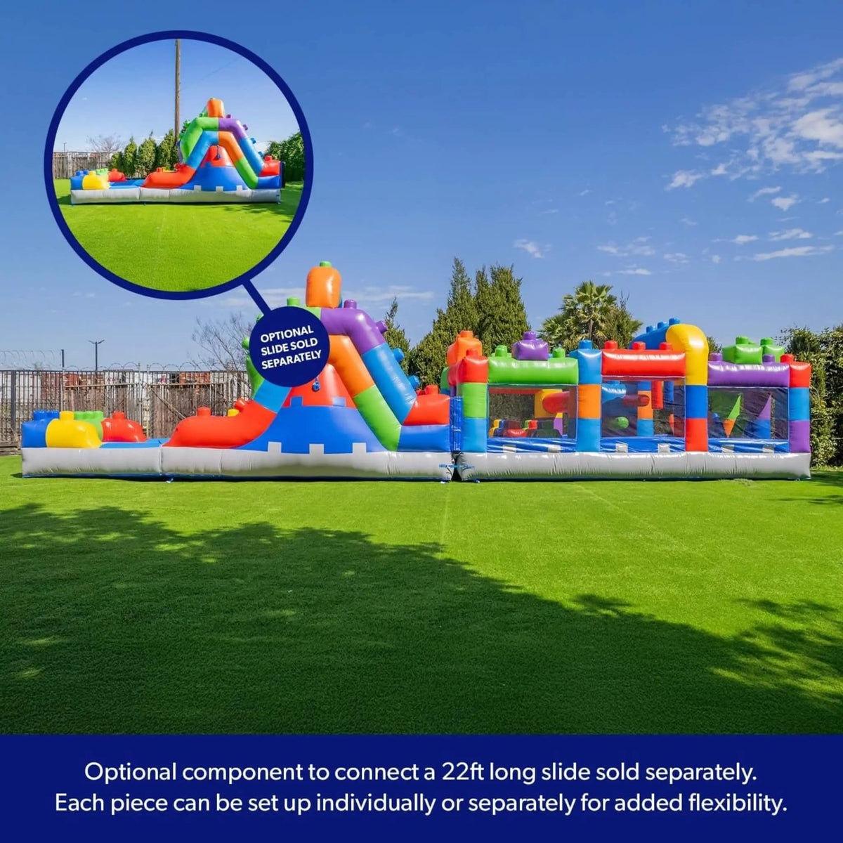 20FT Giant Multicolor Block Inflatable Obstacle Course With Large Mesh Windows | 20 ft | Inflatable Bouncer | Home