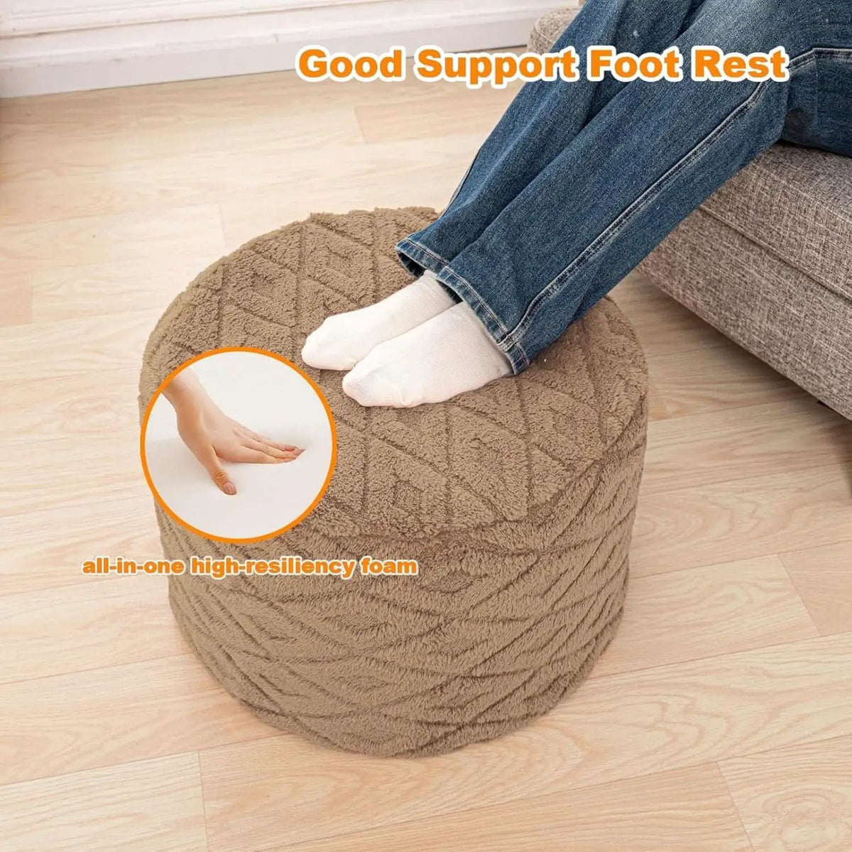 20x14 Inches Light Coffee Ultra Soft Foot Rest Ottoman from PriceLows™