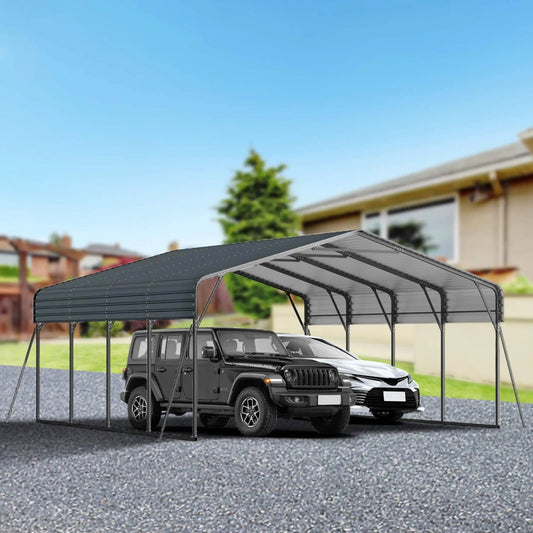 Extra Large Heavy Duty Outdoor Metal Carport With Galvanized Steel Roof For Cars | Steel | Outdoor Living Use | Outdoor Living