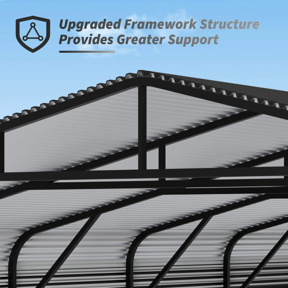 Heavy-Duty Wind-Resistant Steel Roof Carport With Triangular Frame | Steel | Home Use | Home
