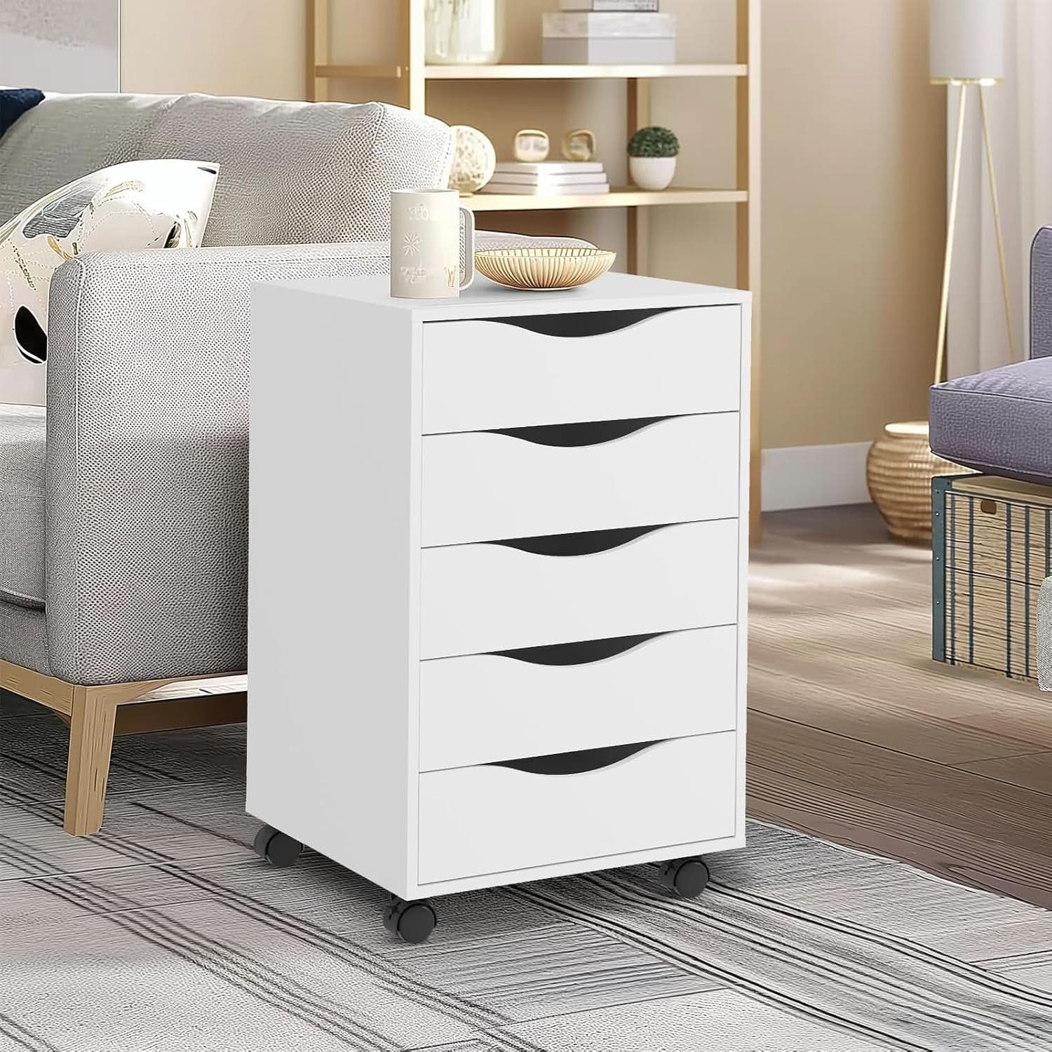 5 Drawer File Cabinet White For Home Office Organization from PriceLows™