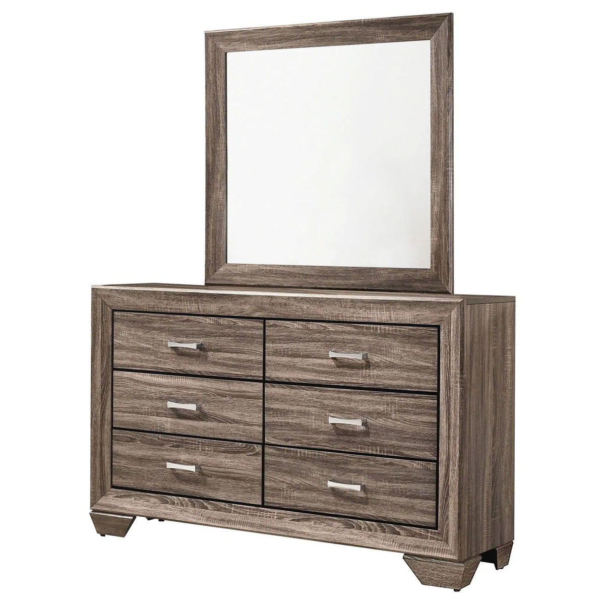 Kauffman 6-drawer Dresser with Mirror Washed | 59 x 16.5 x 76.25 in | Wood | Taupe