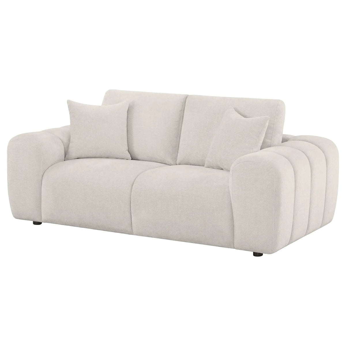 Burnett Chenille Upholstered Wide Arm Loveseat | 77.5 x 39.25 x 33.5 in | Rubberwood & Engineered Wood | Ivory