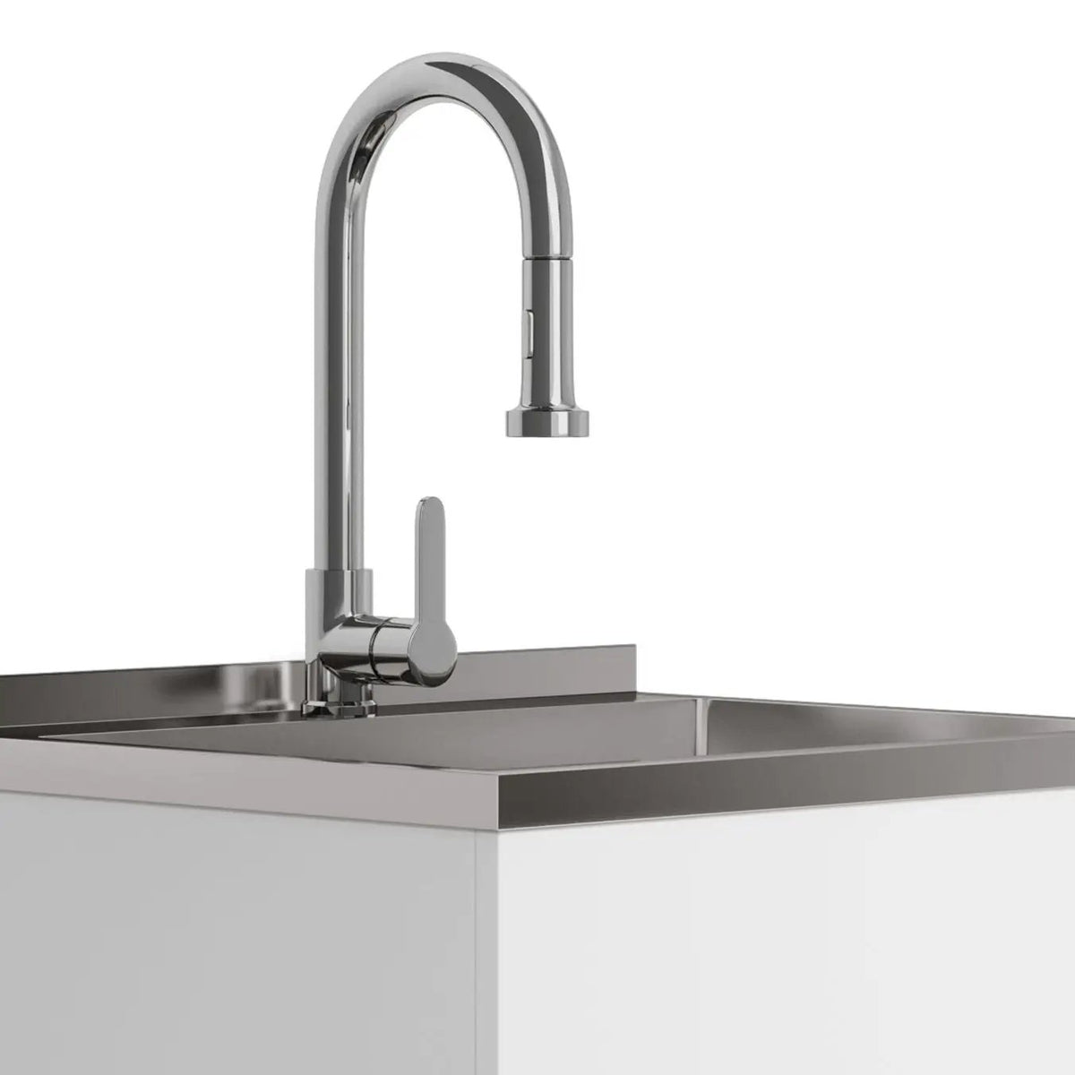 Metro Laundry Cabinet | Faucet And Stainless Steel Sink | Large Bottom Drawer | Melamine Cabinet