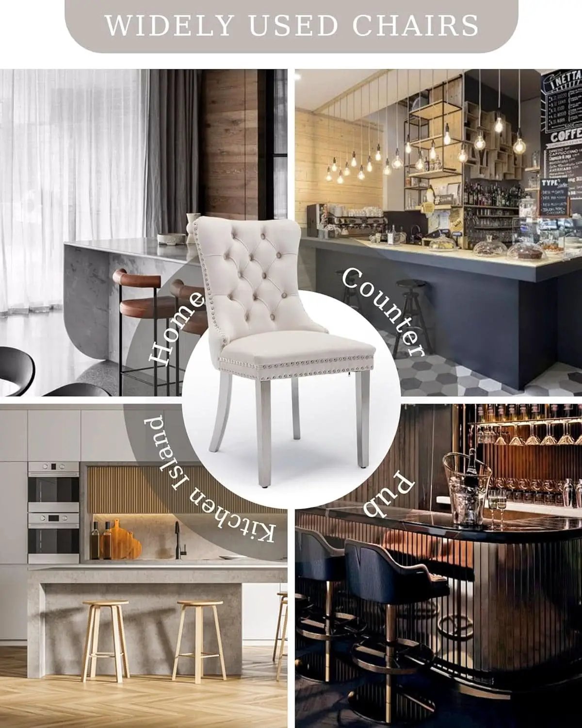Velvet Dining Chairs Set Of 2 Beige Tufted Upholstered from PriceLows™