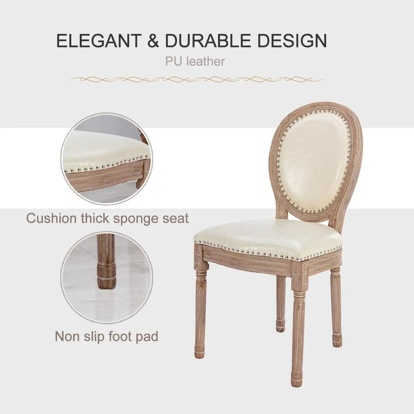 Vintage French Leather Dining Chairs Set Of 4 Beige from PriceLows™
