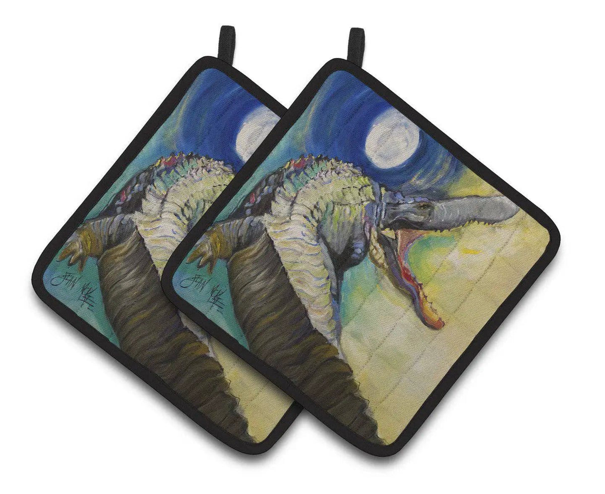 Pot Holder Set of 2 | Heat Resistant Quilted Hot Pads | 7.5 x 7.5 Inch | Alligator (Style 3)