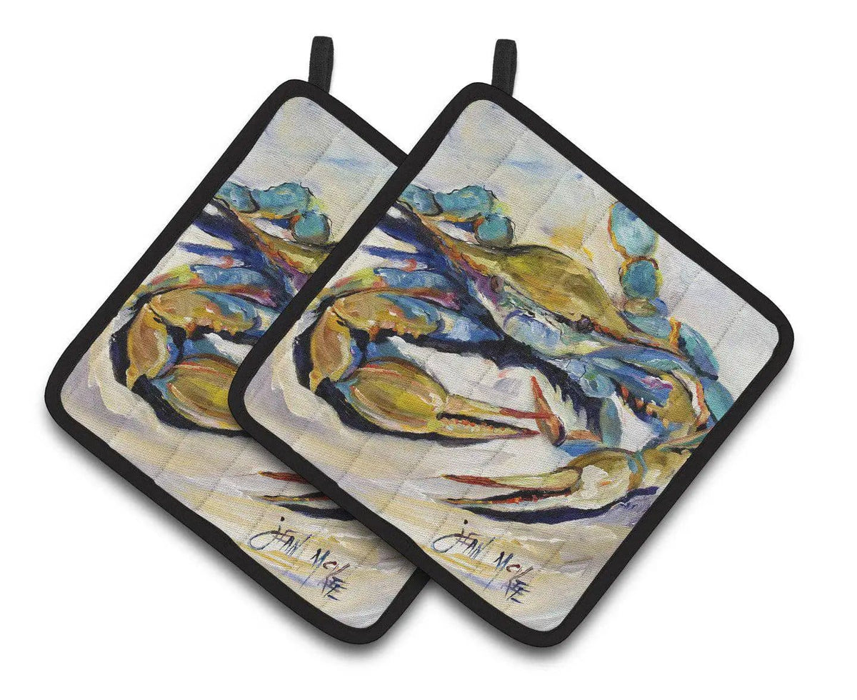 Pot Holder Set of 2 | Heat Resistant Quilted Hot Pads | 7.5 x 7.5 Inch | #20 Crab