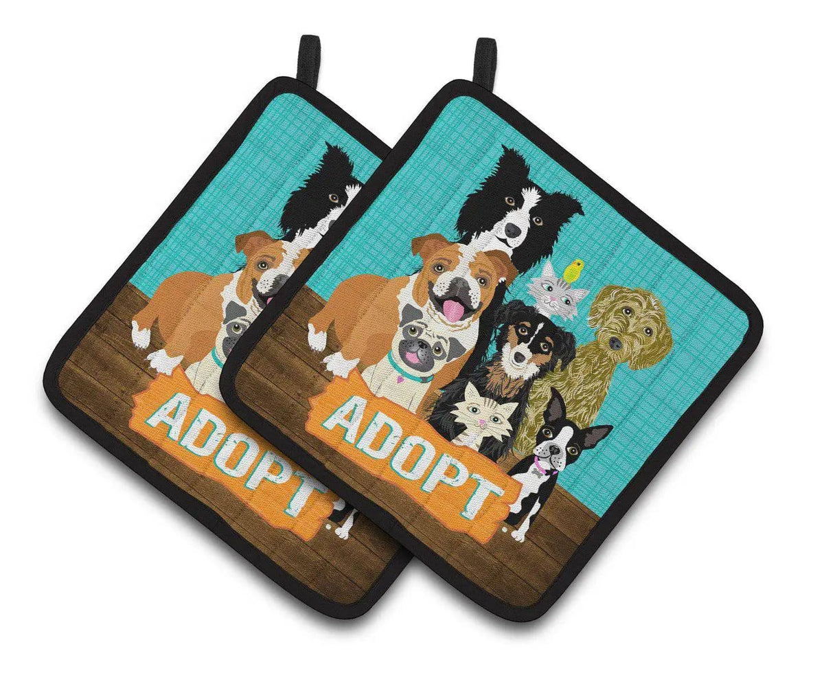 Pot Holder Set of 2 | Heat Resistant Quilted Hot Pads | 7.5 x 7.5 Inch | Adopt Pets Adoption
