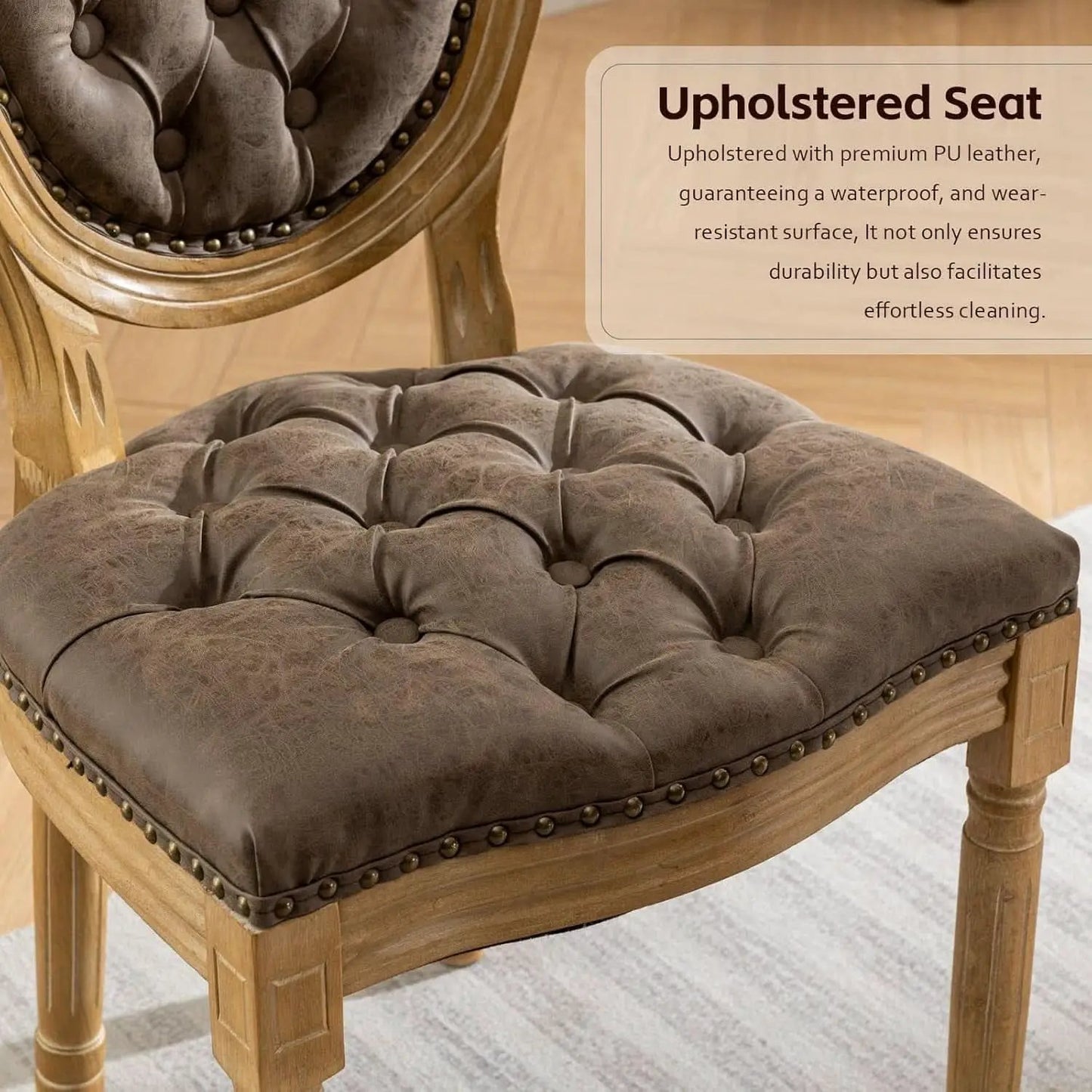 Brown PU Leather Upholstered Dining Chairs Set Of 6 from PriceLows™