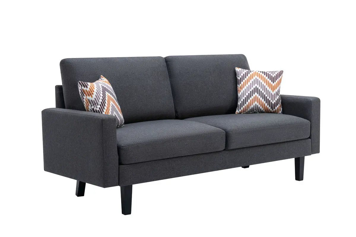 Bahamas Minimalistic Sofa | 2 Throw Pillows | Classic Design | 70 Inch Width